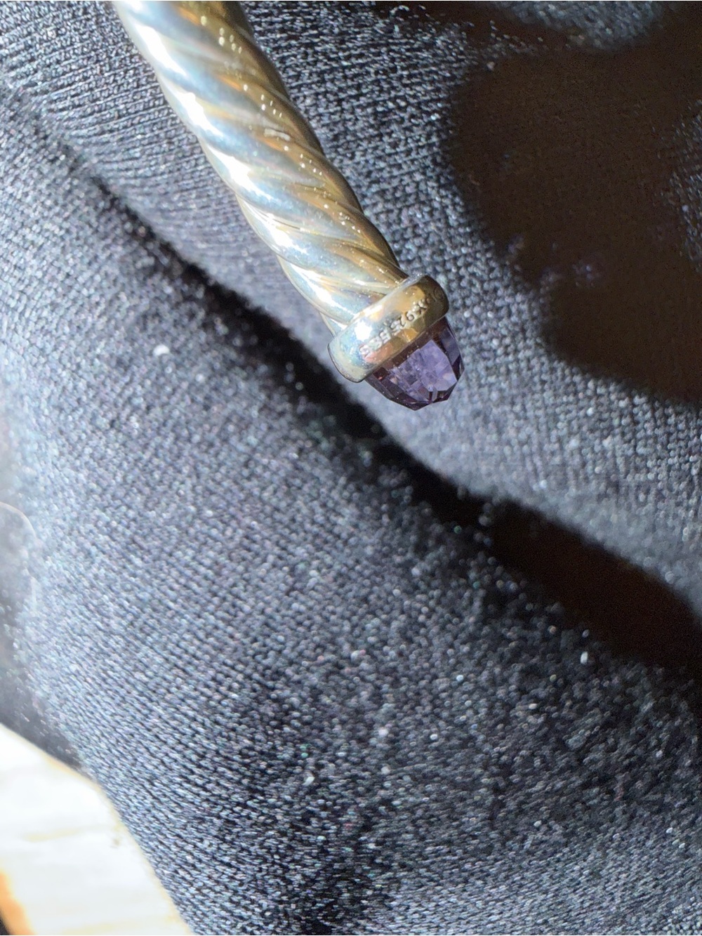David Yurman Cable Flex Bracelet with Purple Amethyst Tips - Picture 6 of 7